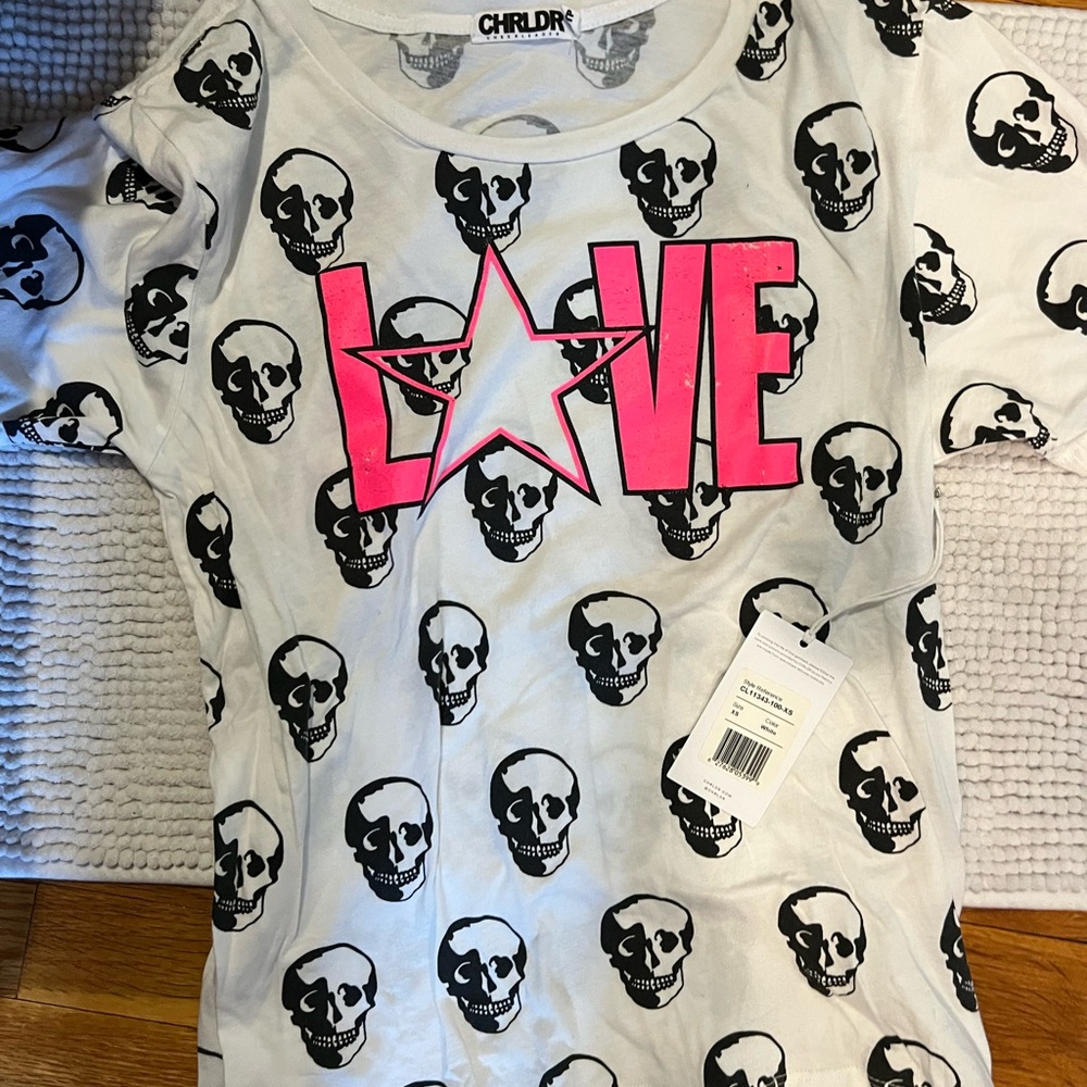 CHRLDR  White Skull Print T-Shirt